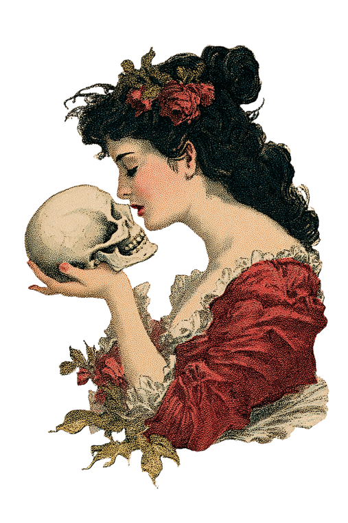 She-Devil Kissing Skull Vinyl Car Decal Sticker – Waterproof & UV-Resistant 8.96"