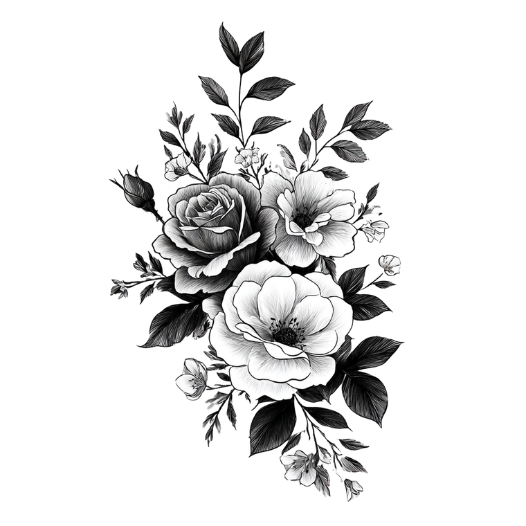 Floral Tattoo Design V7 Vinyl Car Decal Sticker – Waterproof & UV-Resistant 3.4133333333333336"