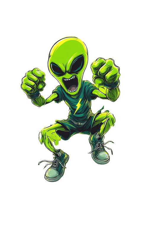 Angry Neon Alien Vinyl Car Decal Sticker – Waterproof & UV-Resistant 4.4