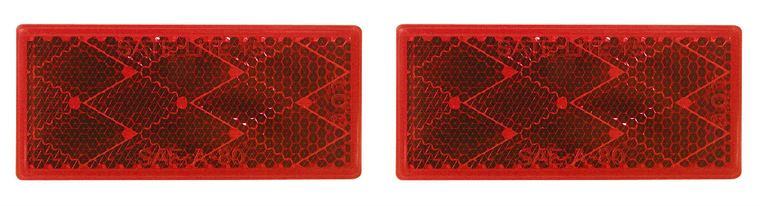 2x Peterson Mfg. USA Red Reflectors | Quick Mount Adhesive | FMVSS 108 | 3-1/8x1-3/8 Inch