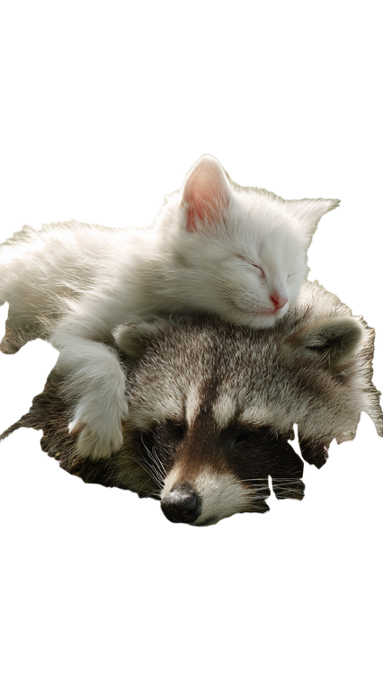 Kitten On Raccoon Vinyl Car Decal Sticker – Waterproof & UV-Resistant 9.706666666666667"
