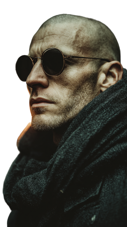 Futuristic Bald Man Vinyl Car Decal Sticker – Waterproof & UV-Resistant 4.8533333333333335"