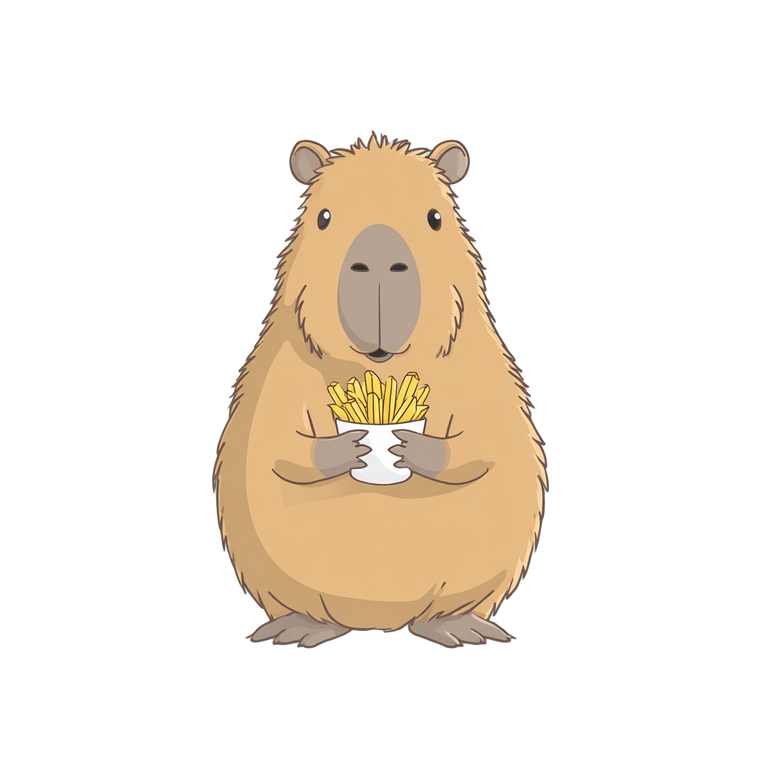 Capybara Eating Fries Vinyl Car Decal Sticker – Waterproof & UV-Resistant 6.826666666666667"