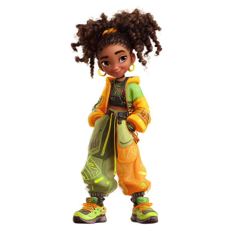 Afrocentric Cartoon Girl Vinyl Car Decal Sticker – Waterproof & UV-Resistant 6.826666666666667"