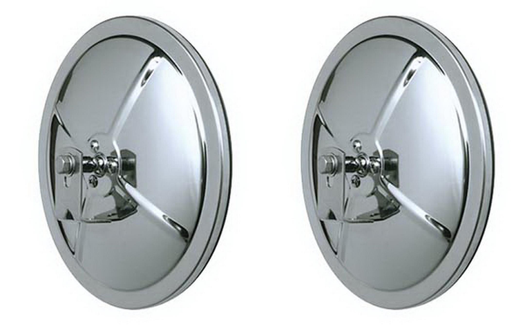 2x CIPA USA Hot Spot Blind Spot Mirror | 6 Inch Stainless Steel Round Clamp-On Mirror