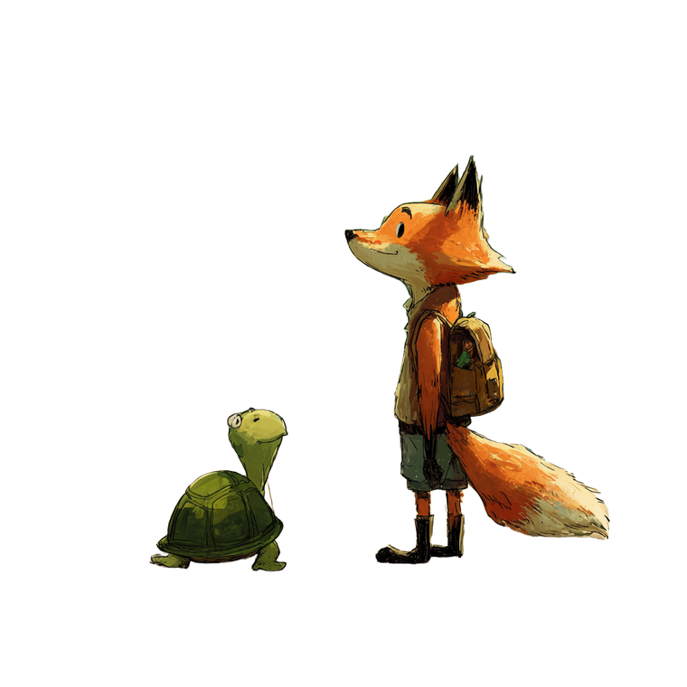 Fox And Turtle V3 Vinyl Car Decal Sticker – Waterproof & UV-Resistant 3.4133333333333336"