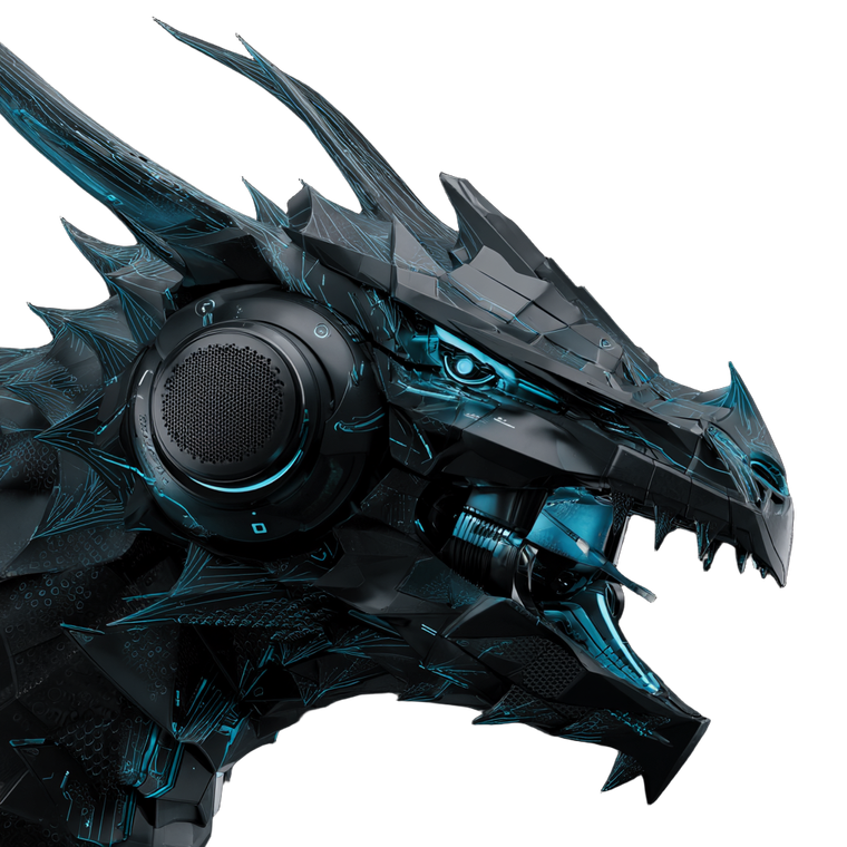 Robotic Dragon Speaker Vinyl Car Decal Sticker – Waterproof & UV-Resistant 3.4133333333333336"
