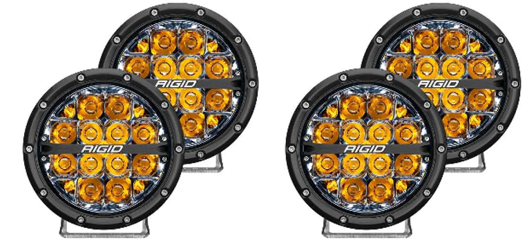 2x Rigid Lighting 360 Series 6 Inch LED Driving/ Fog Lights | Clear Spot Beam/ Amber Backlight | Set Of 2