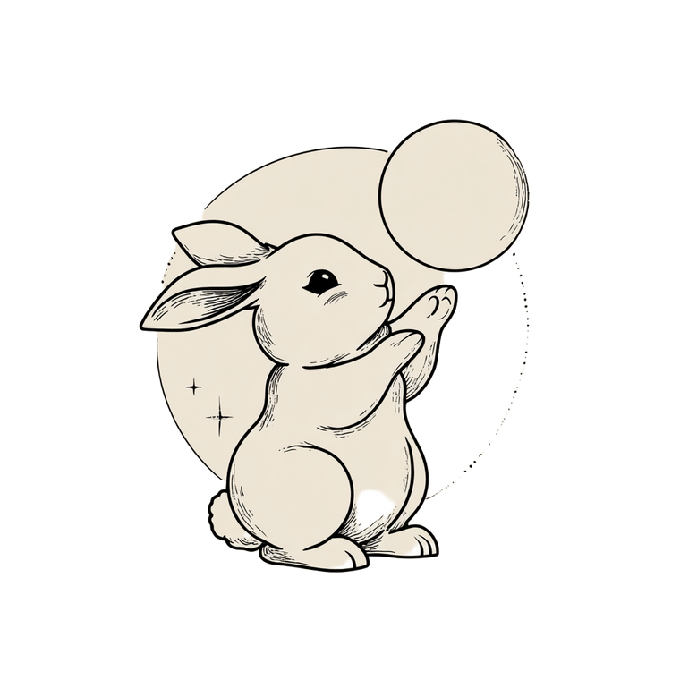 Rabbit With Moon Vinyl Car Decal Sticker – Waterproof & UV-Resistant 3.4133333333333336"