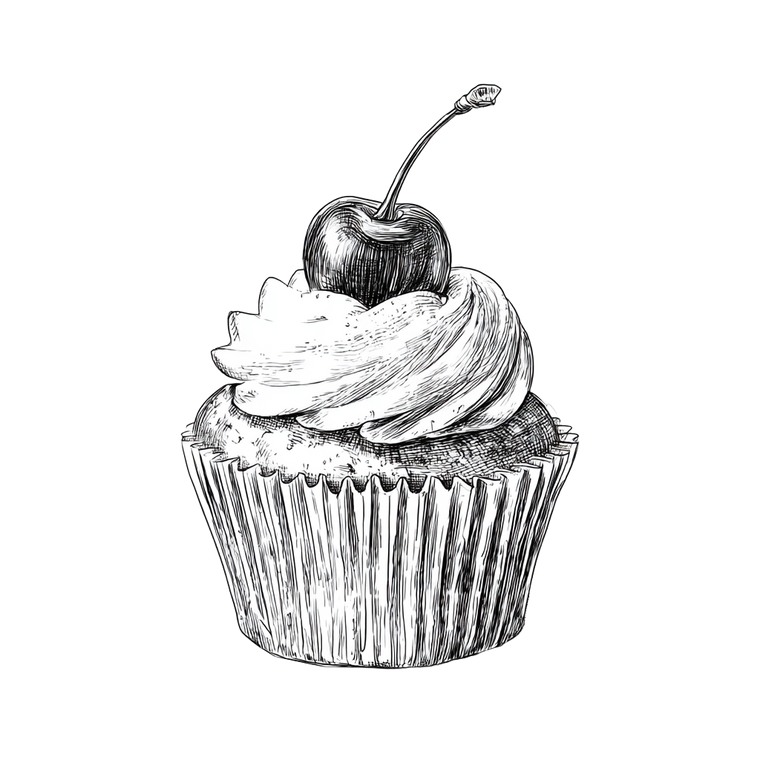 Whimsical Cupake Sketch Vinyl Car Decal Sticker – Waterproof & UV-Resistant 3.4133333333333336"