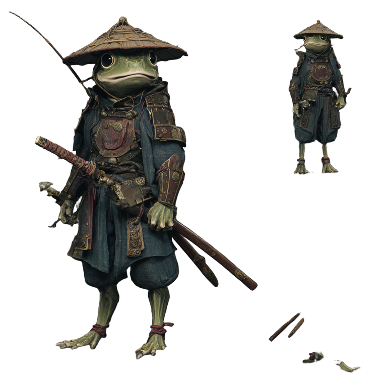 Frog Fisherman Samurai Vinyl Car Decal Sticker – Waterproof & UV-Resistant 6.826666666666667"