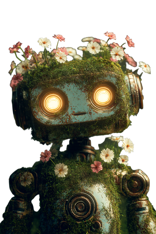 Nature-Infused Robot Vinyl Car Decal Sticker – Waterproof & UV-Resistant 8.96"