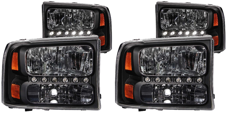 2x Transform Your 1999-2004 Ford F-Series Look | Crystal Clear Halogen Headlight Assembly Set by ANZO USA