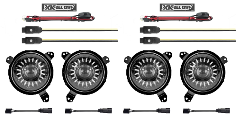 2x Enhance your Jeep's lighting with XK Glow Headlights | RGB Daytime Running Lights and Switchback Turn Signal for Wrangler JL, Gladiator JT