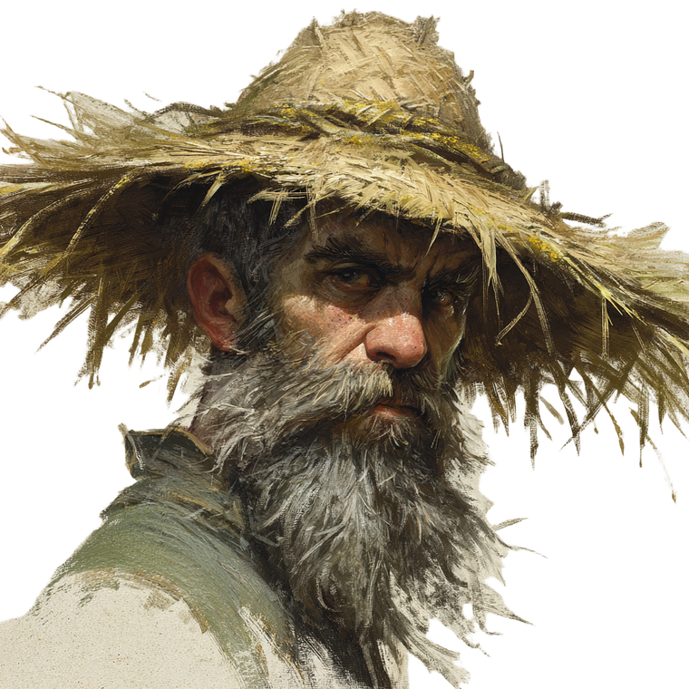 Fantasy Farmer Portrait Vinyl Car Decal Sticker – Waterproof & UV-Resistant 3.4133333333333336"