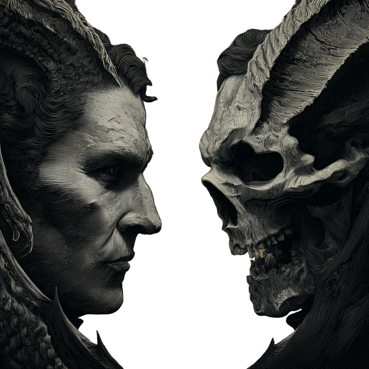 Man Vampire Duality Vinyl Car Decal Sticker – Waterproof & UV-Resistant 3.4133333333333336"