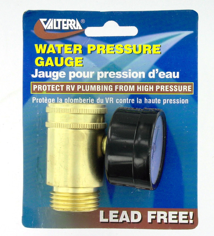 Valterra Mechanical Water Pressure Gauge | Analog Display | 0-120 PSI Range | Lead-Free | RV Plumbing Protection