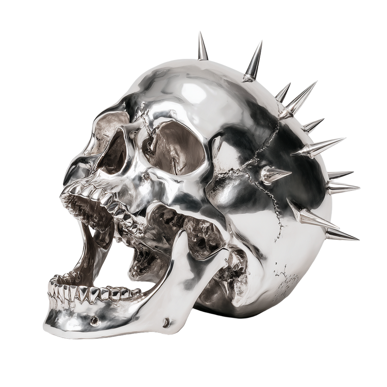 Chrome Spiked Skull Vinyl Car Decal Sticker – Waterproof & UV-Resistant 6.826666666666667"
