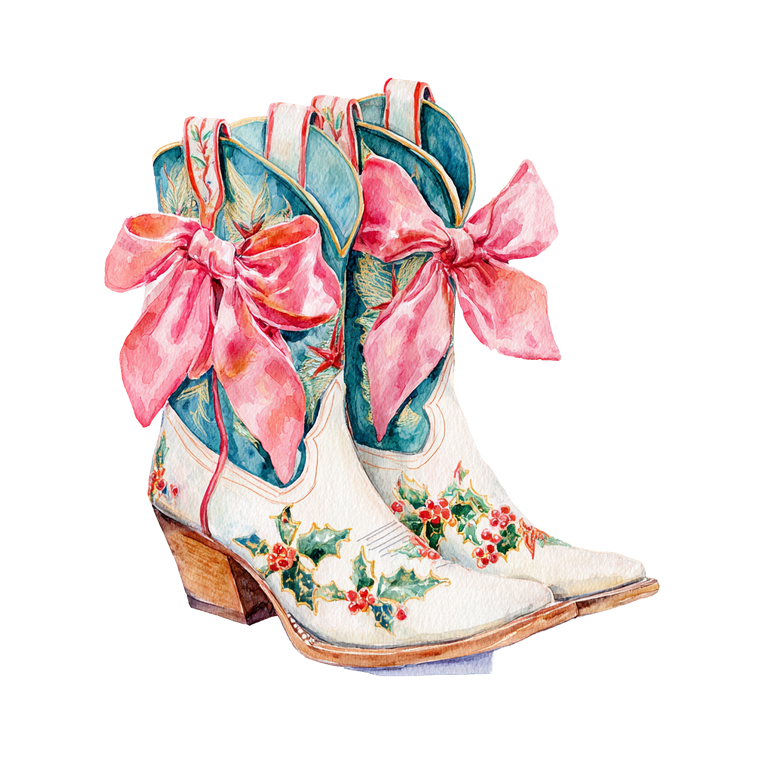 Cowgirl Boots Bow Vinyl Car Decal Sticker – Waterproof & UV-Resistant 3.4133333333333336"