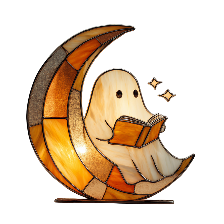 Ghost Reading On Moon Vinyl Car Decal Sticker – Waterproof & UV-Resistant 6.826666666666667"