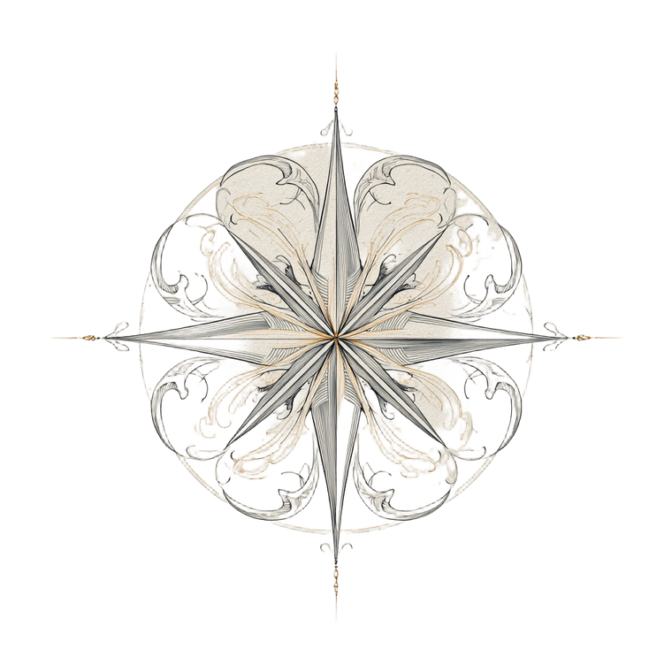 Minimalist Compass Rose Vinyl Car Decal Sticker – Waterproof & UV-Resistant 3.4133333333333336"