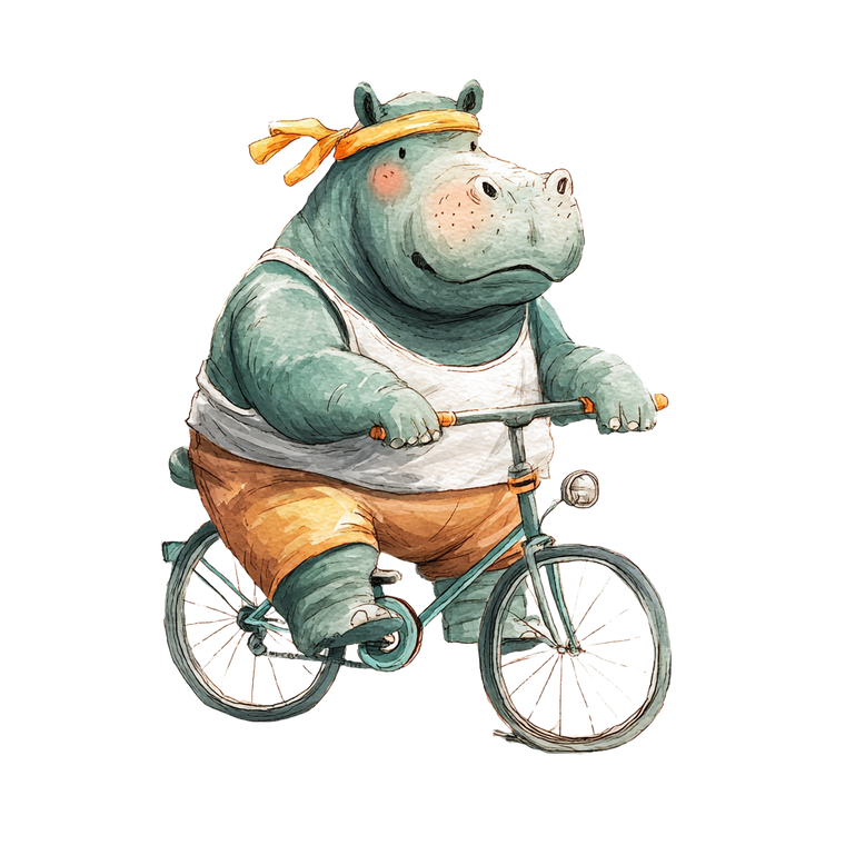 Hippo On Bicycle Vinyl Car Decal Sticker – Waterproof & UV-Resistant 3.4133333333333336"