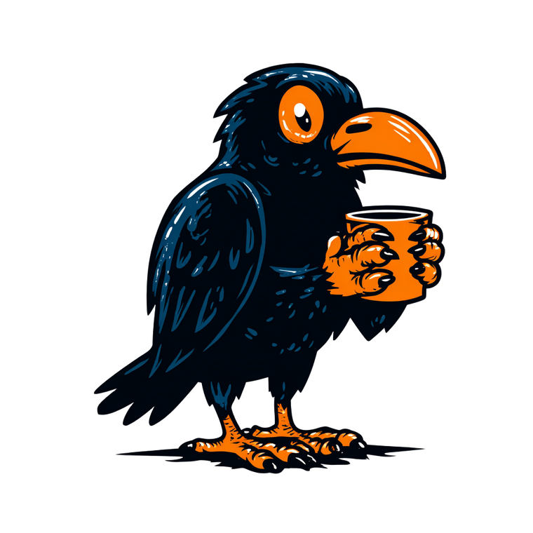 Cartoon Raven Drinking Vinyl Car Decal Sticker – Waterproof & UV-Resistant 3.4133333333333336"