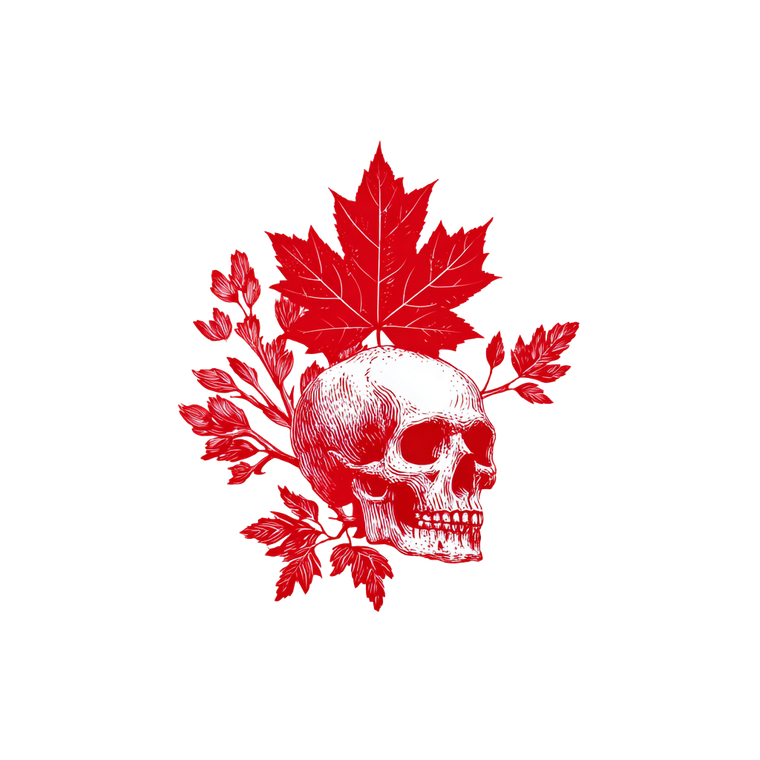 Maple Leaf Skull Vinyl Car Decal Sticker – Waterproof & UV-Resistant 3.4133333333333336"