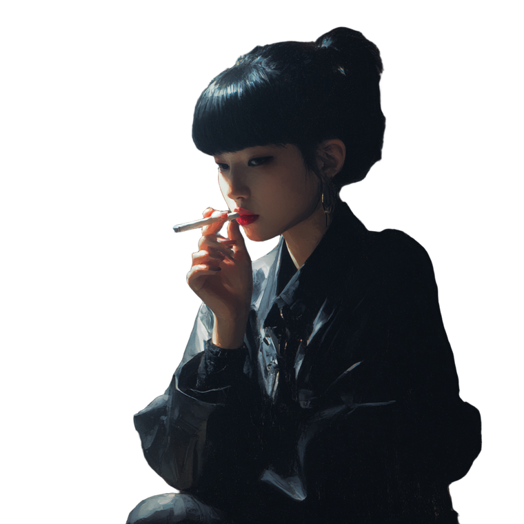 Korean Girl Smoking Vinyl Car Decal Sticker – Waterproof & UV-Resistant 6.826666666666667"