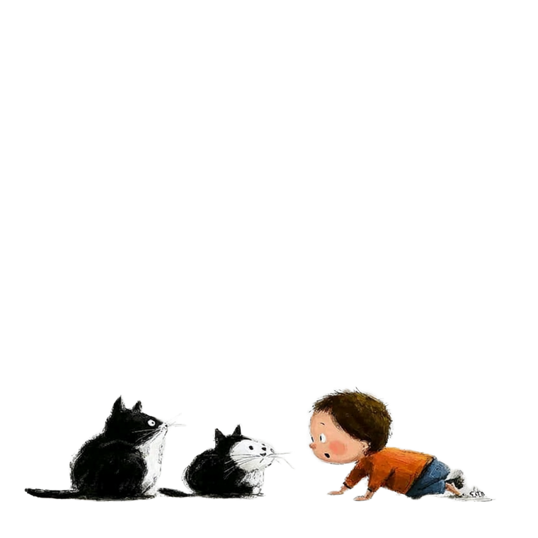 Baby Crawling To Cats Vinyl Car Decal Sticker – Waterproof & UV-Resistant 6.826666666666667"