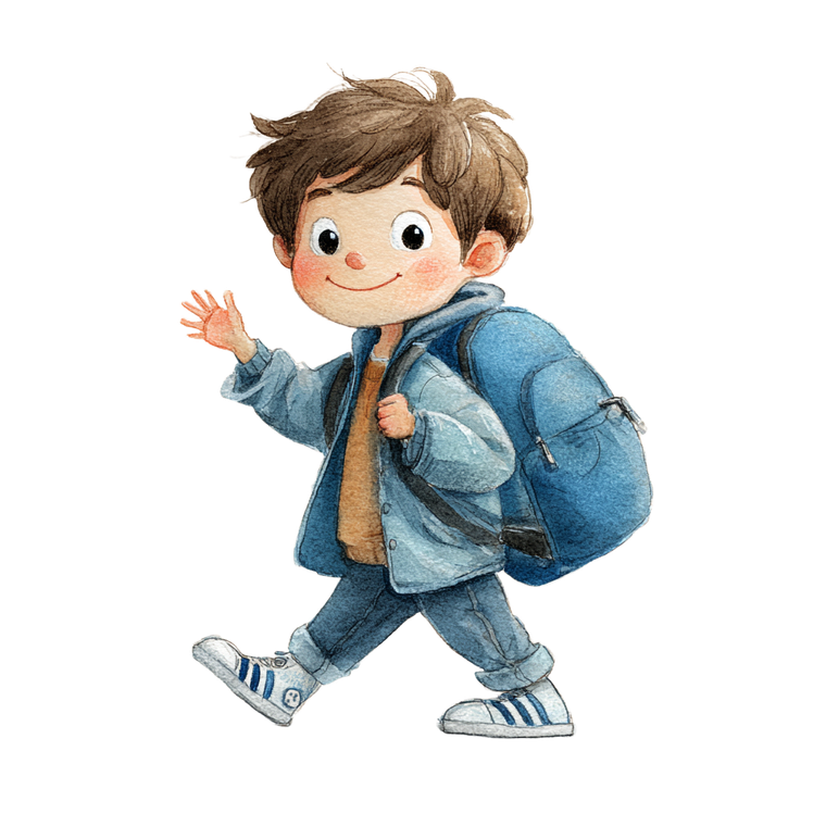 Waving Boy Illustration V2 Vinyl Car Decal Sticker – Waterproof & UV-Resistant 3.4133333333333336"