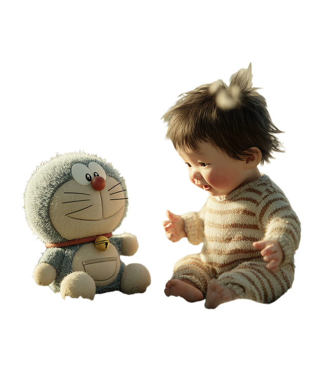 Baby With Doraemon Vinyl Car Decal Sticker – Waterproof & UV-Resistant 4.0"
