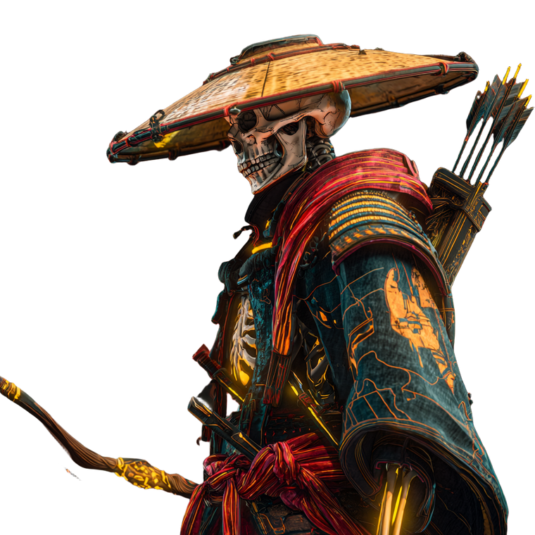 Skeleton Samurai Archer Vinyl Car Decal Sticker – Waterproof & UV-Resistant 3.4133333333333336"