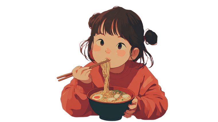 Girl Eating Ramen V7 Vinyl Car Decal Sticker – Waterproof & UV-Resistant 2.72"