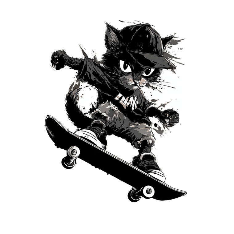 Skateboarding Cat Graffiti Vinyl Car Decal Sticker – Waterproof & UV-Resistant 3.4133333333333336"