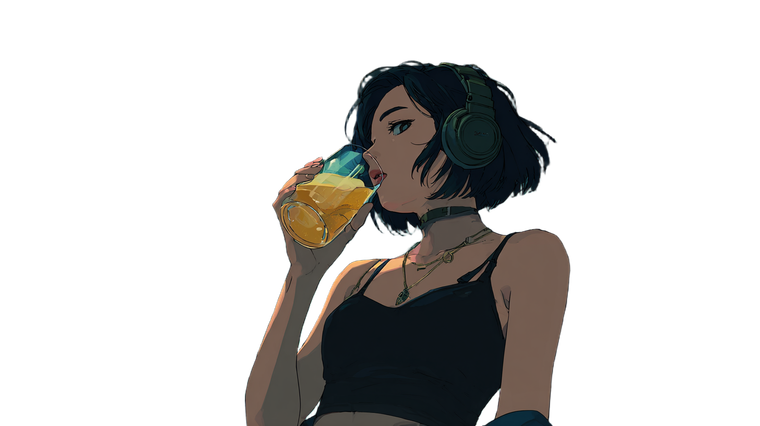 Anime Woman Sipping Drink Vinyl Car Decal Sticker – Waterproof & UV-Resistant 2.72"