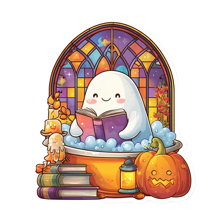 Ghost Reading Book V16 Vinyl Car Decal Sticker – Waterproof & UV-Resistant 6.826666666666667"