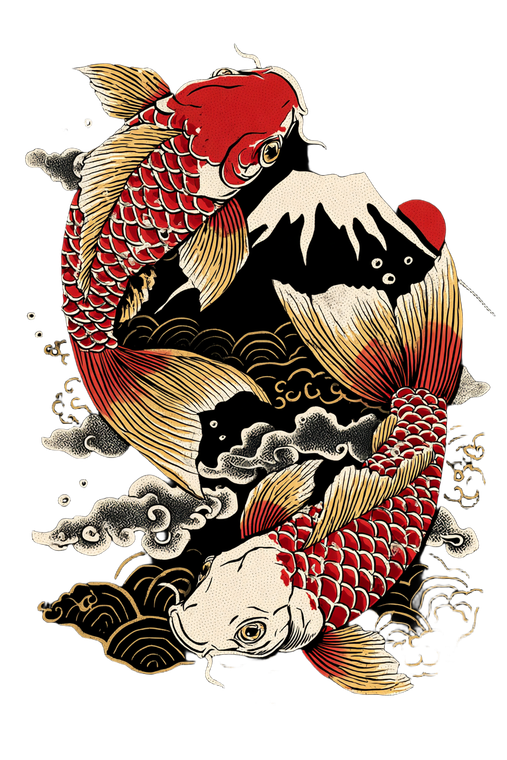 Koi Fish Artwork Vinyl Car Decal Sticker – Waterproof & UV-Resistant 4.4