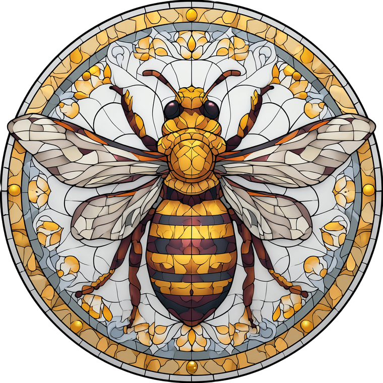 Stained Glass Bee Vinyl Car Decal Sticker – Waterproof & UV-Resistant 3.4133333333333336"