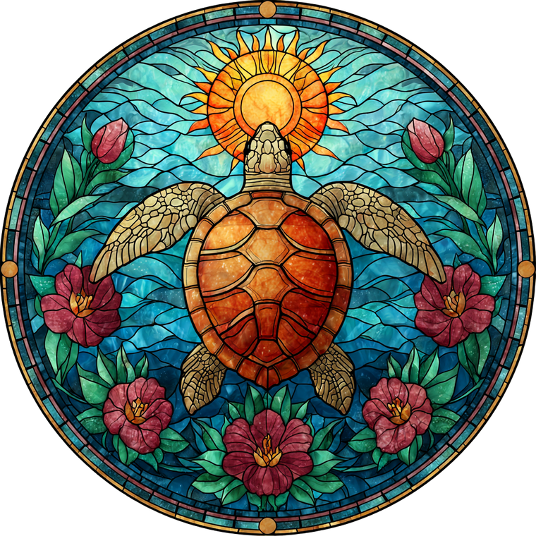Stained Glass Turtle V5 Vinyl Car Decal Sticker – Waterproof & UV-Resistant 3.4133333333333336"