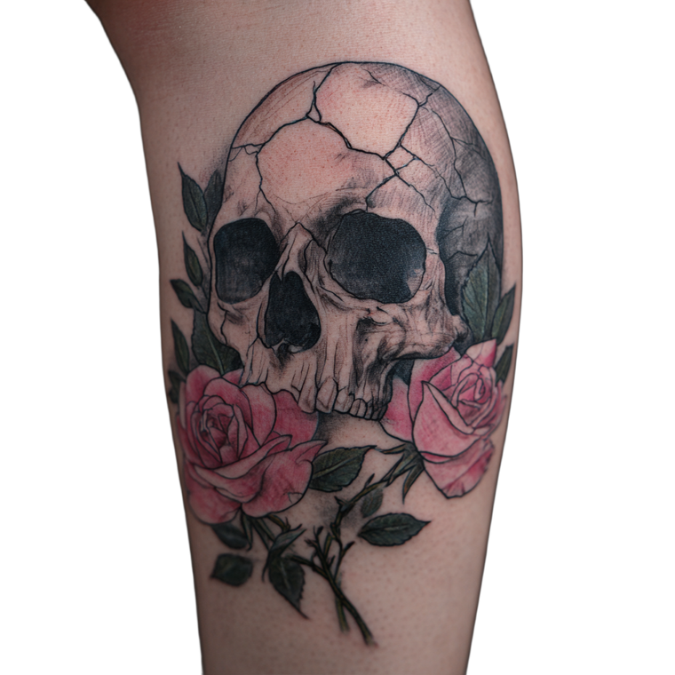 Skull With Rose Vinyl Car Decal Sticker – Waterproof & UV-Resistant 3.4133333333333336"
