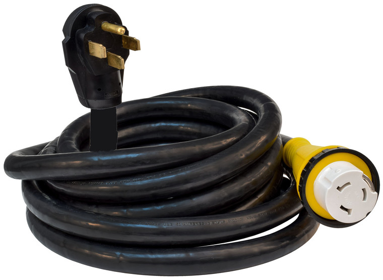 Heavy Duty 50 Amp Power Cord | 25ft, Detachable Receptacle, Locking Ring | Outdoor Safe, Black