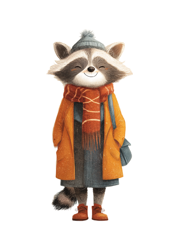 Autumn Raccoon Outfit Vinyl Car Decal Sticker – Waterproof & UV-Resistant 4.1066666666666665"