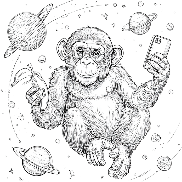 Space Chimpanzee Tech Vinyl Car Decal Sticker – Waterproof & UV-Resistant 3.4133333333333336"