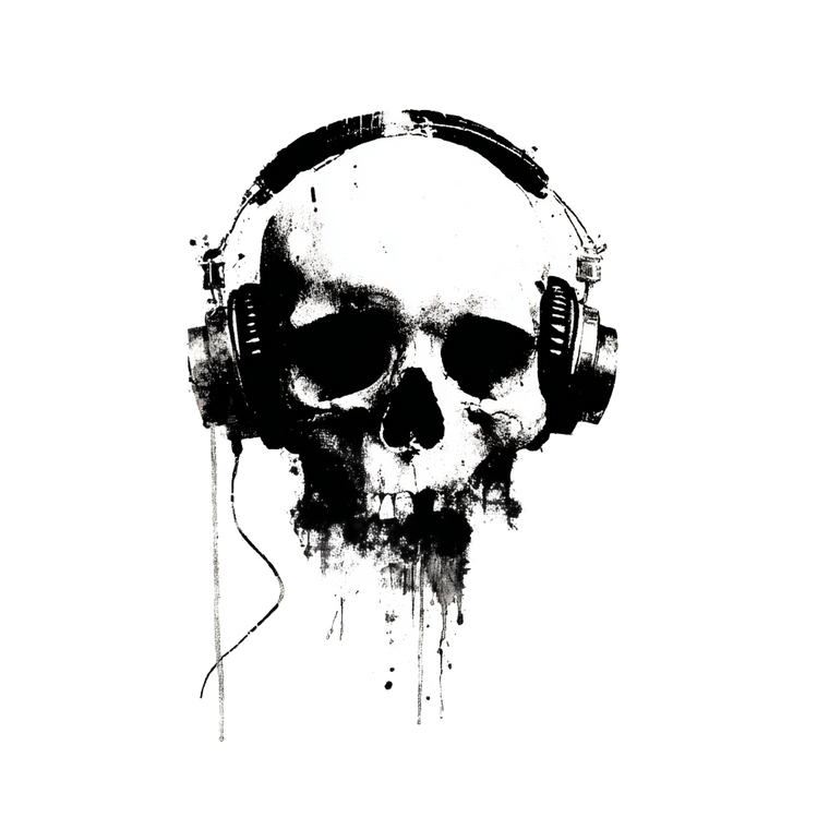 Skull With Headphones V3 Vinyl Car Decal Sticker – Waterproof & UV-Resistant 3.4133333333333336"