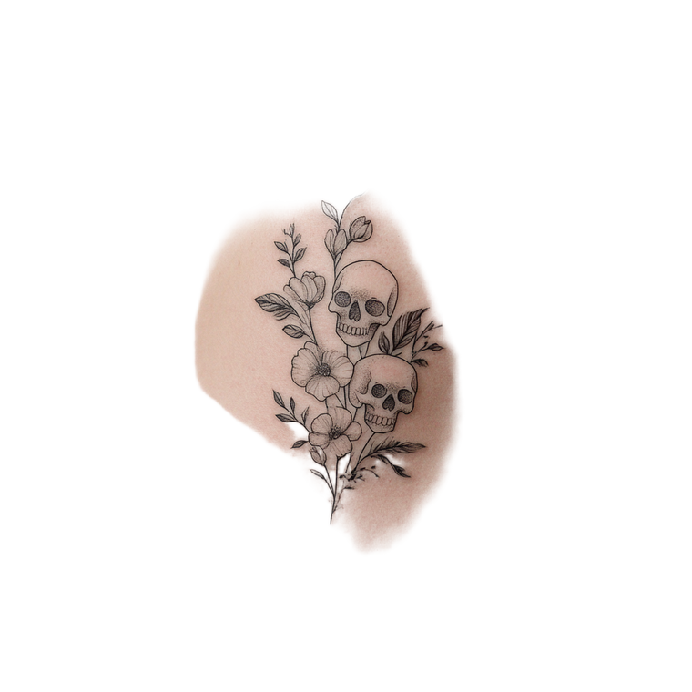 Skull And Flower Tattoo Vinyl Car Decal Sticker – Waterproof & UV-Resistant 3.4133333333333336"