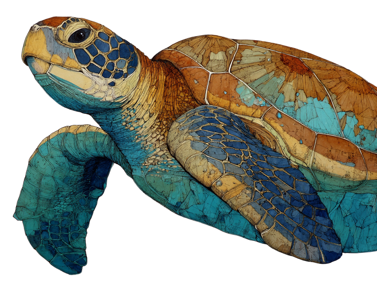 Furry Turtle Lithograph V2 Vinyl Car Decal Sticker – Waterproof & UV-Resistant 6.1866666666666665"