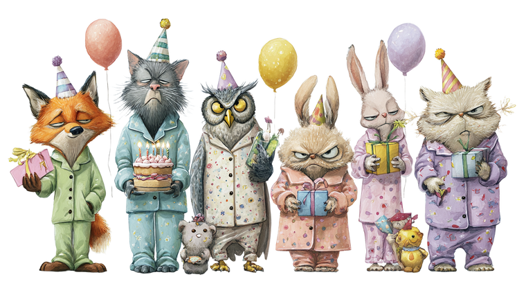 Grumpy Birthday Animals Vinyl Car Decal Sticker – Waterproof & UV-Resistant 2.72"