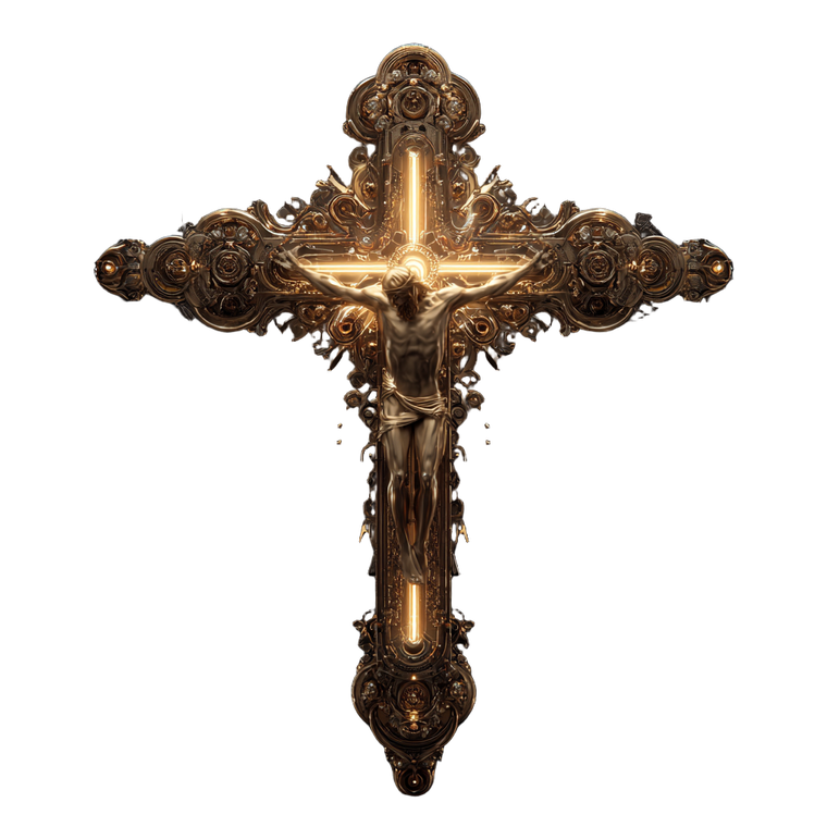 Golden Crucifix Glowing Vinyl Car Decal Sticker – Waterproof & UV-Resistant 3.4133333333333336"