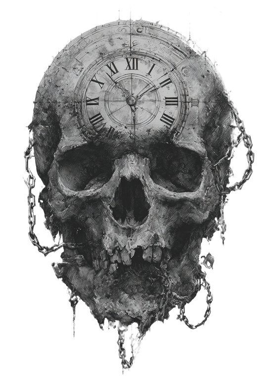 Skull Clock Tattoo Vinyl Car Decal Sticker – Waterproof & UV-Resistant 4.373333333333333"